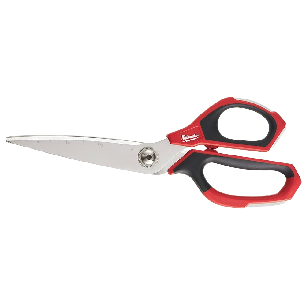 Precision iron carbide scissors with ergonomic red and black handles for woodworking and hand tool projects under $50