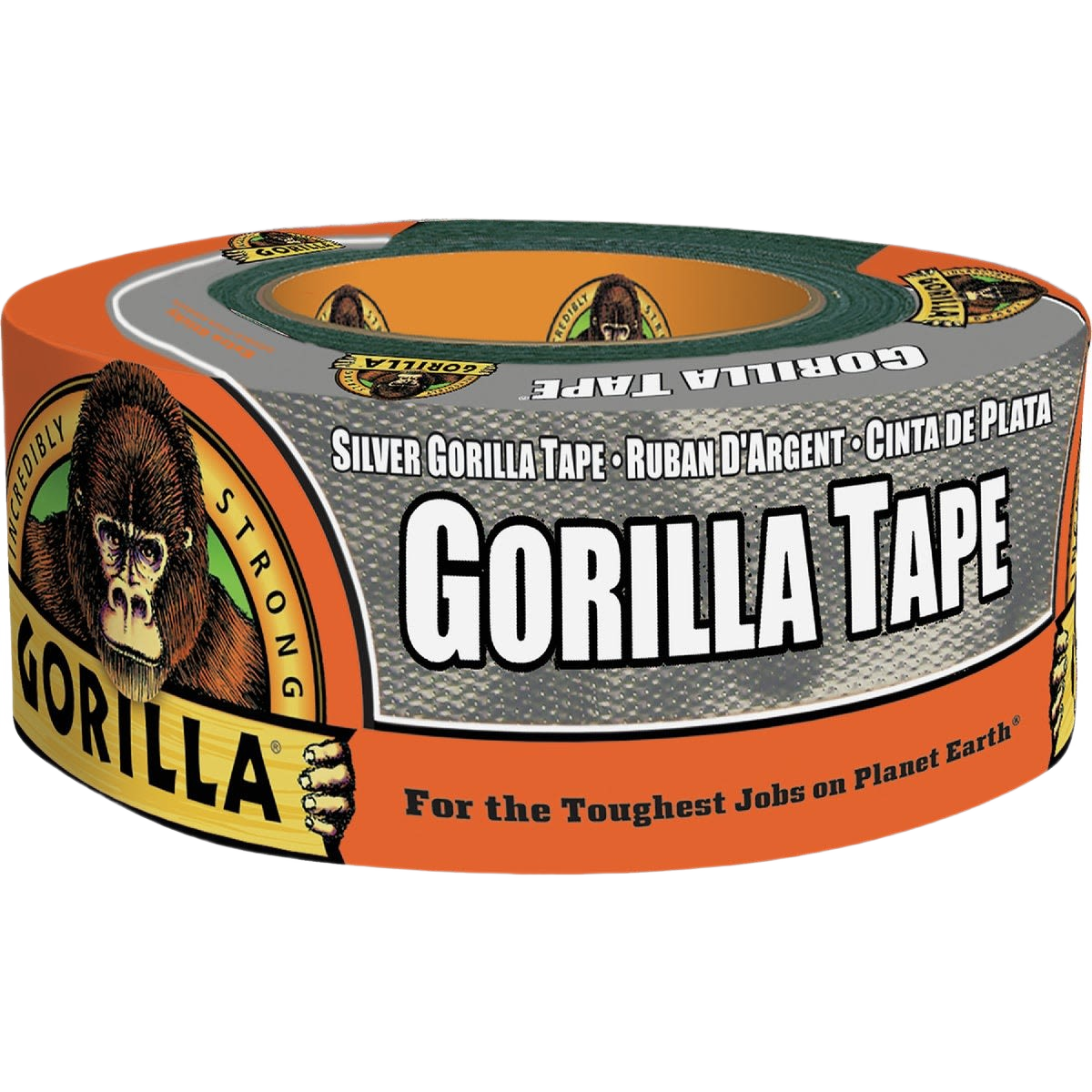 Roll of silver heavy-duty Gorilla tape with reinforced backing for tough home improvement and repair tasks