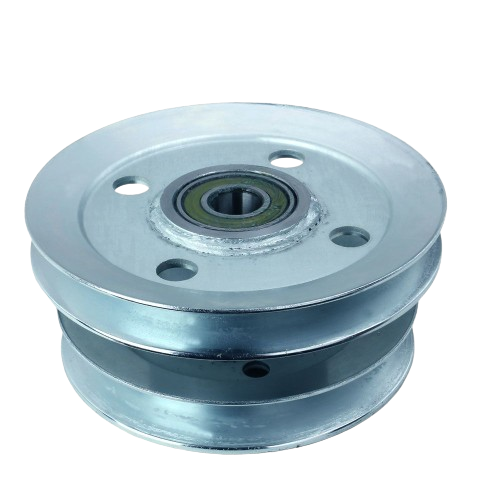 Galvanized steel pulley with dual grooves and central bearing for home improvement and tool applications