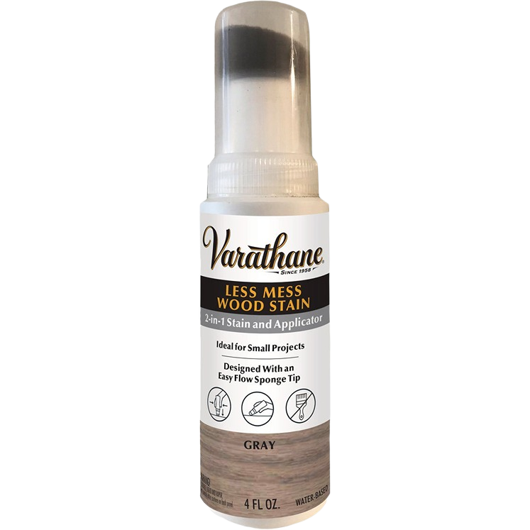 Gray wood stain in a 4 oz. bottle with integrated applicator for easy use in stains and sealers collections