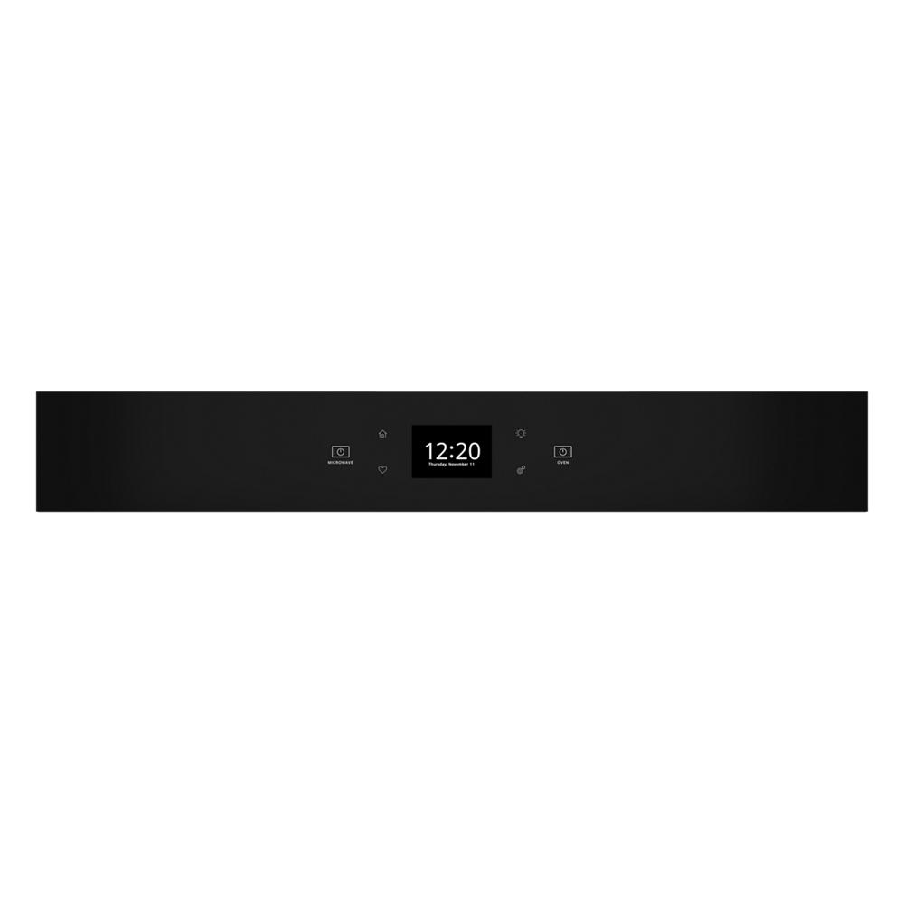 Black digital control panel for wall oven with clock and touch icons from Microwave Combo Wall Ovens collection