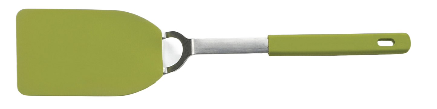 Medium green flexible nylon kitchen spatula with stainless steel handle and Santoprene grip for cooking utensils under $50 collection