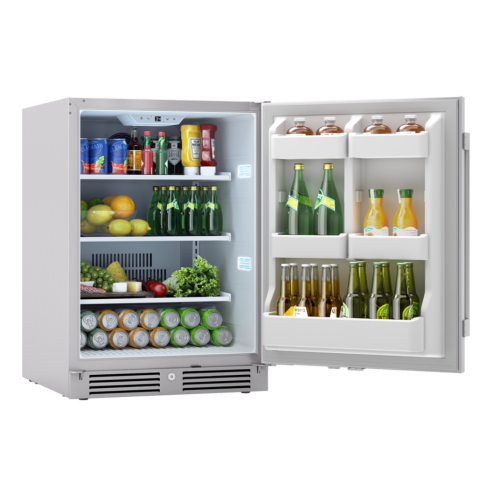 Zephyr Presrv Refrigerator, 24in Compact, Outdoor Stainless Steel, Reversible Door, Lock, 1 Zone Cooling, Model PRR24C01AS-OD by Zephyr