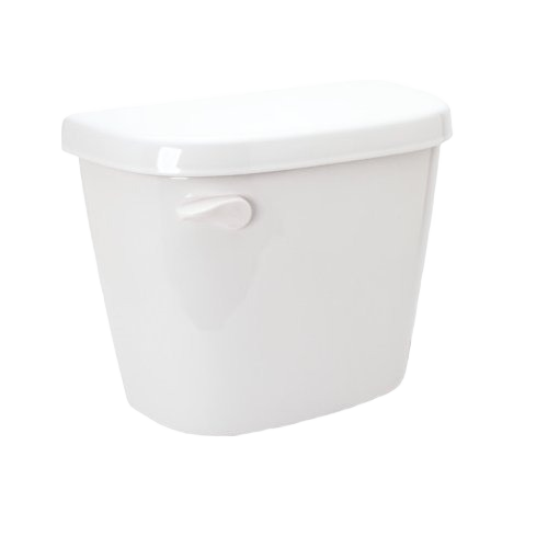 White toilet tank with side lever handle designed for home improvement and bathroom replacement projects
