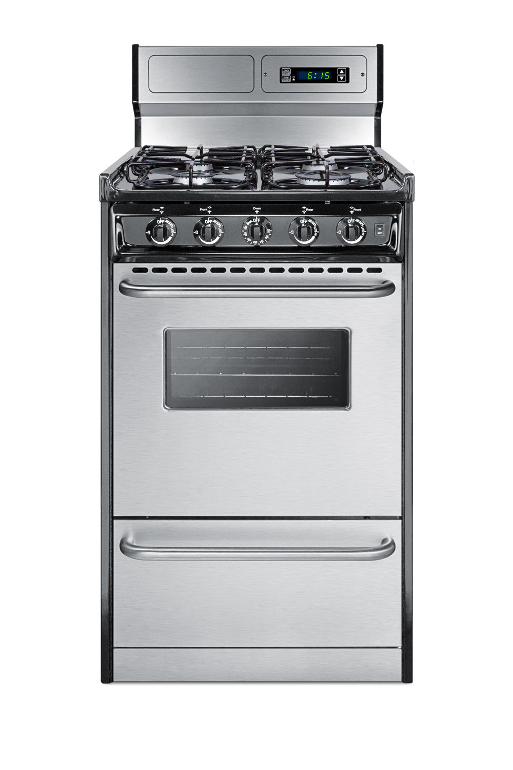 20-inch stainless steel gas range with sealed burners and digital clock in ranges and gas ranges collections