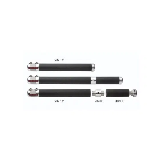 Modular black hollowing tool components with silver metal fittings for woodworking and home improvement projects