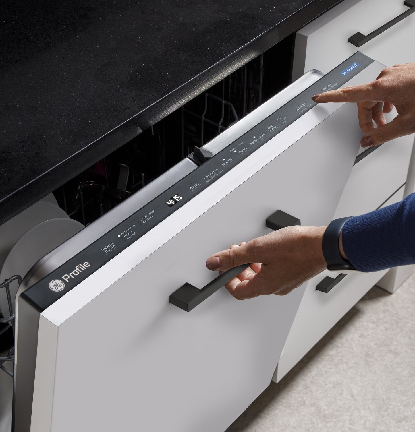 GE Profile™ ENERGY STAR® Panel-Ready Top Control Stainless Interior Dishwasher with Microban™ Antimicrobial Technology