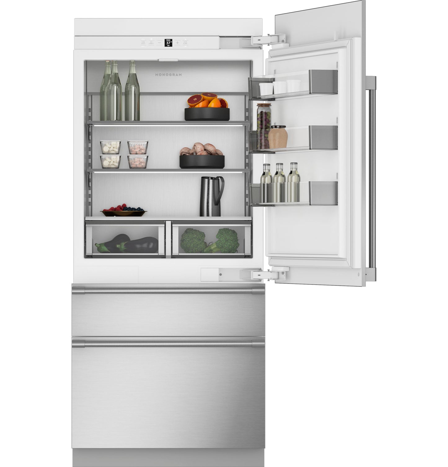 Monogram 36" Panel-Ready Integrated Bottom-Freezer Refrigerator- Right Hinge