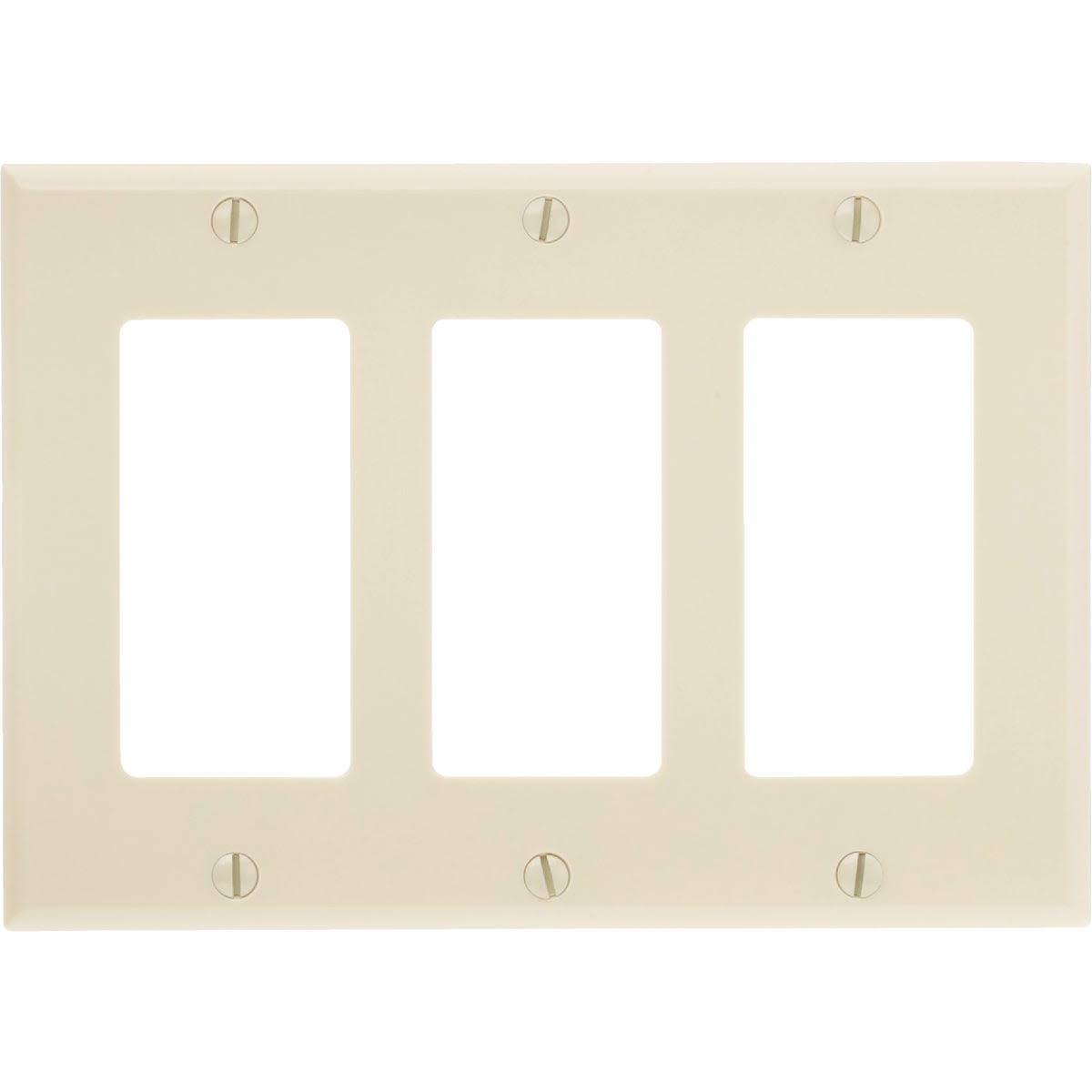 Ivory smooth plastic 3-gang rocker wall plate for electrical switches in home improvement and rocker wall plates collections