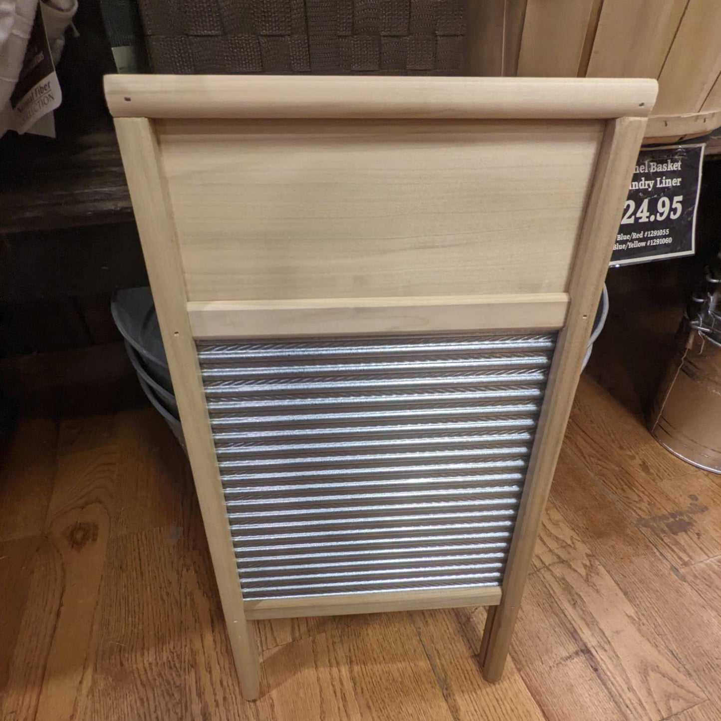 Wood-framed washboard with tin ridges for effective laundry cleaning in Household Items and Cleaning collections