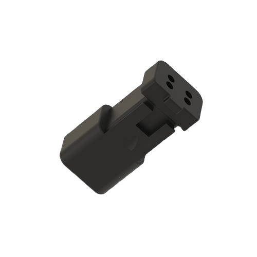 Black electrical connector terminal with four pin slots for John Deere parts and accessories collections