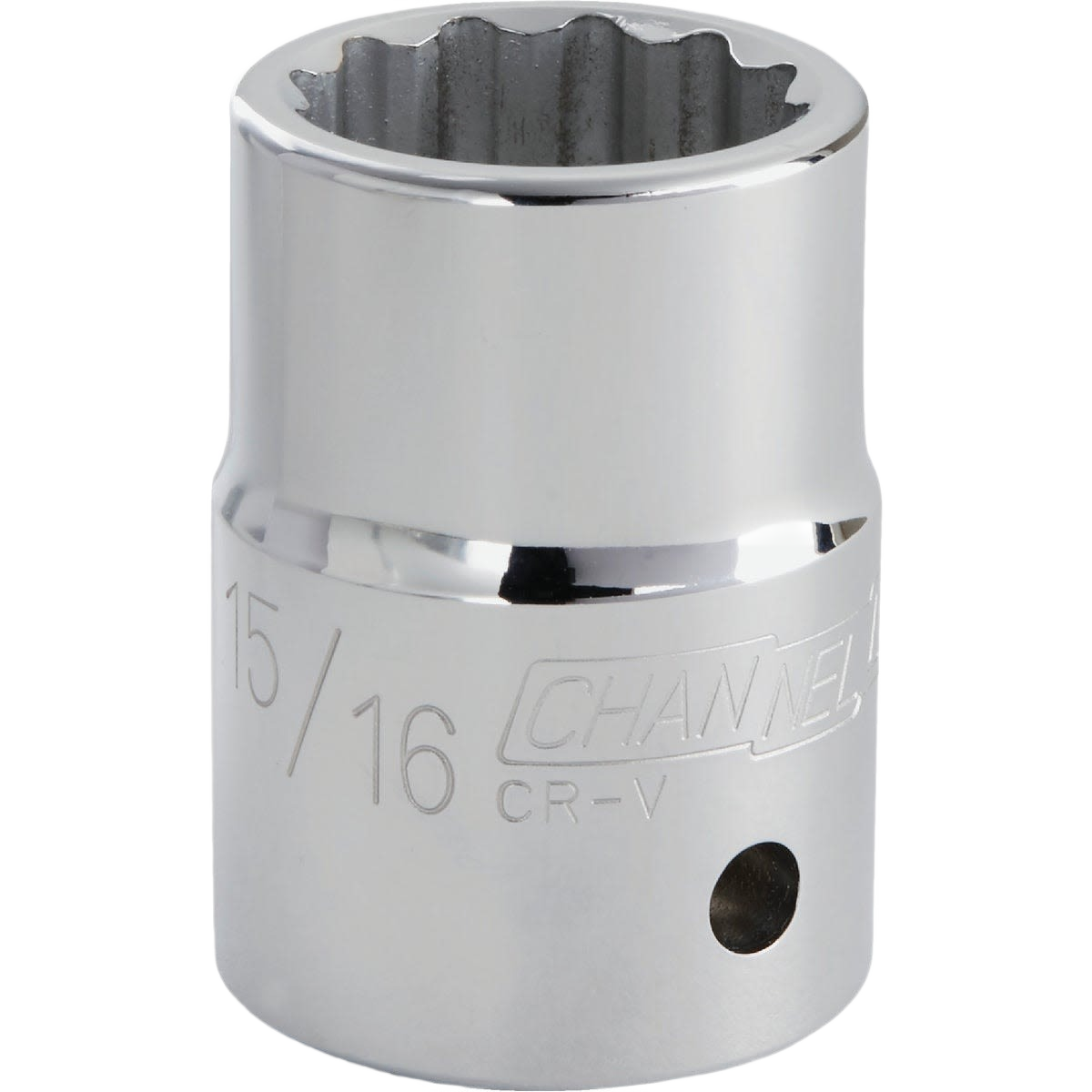 Polished 12-point shallow socket with 15/16 size marking for woodworking and hand tool collections under $50.