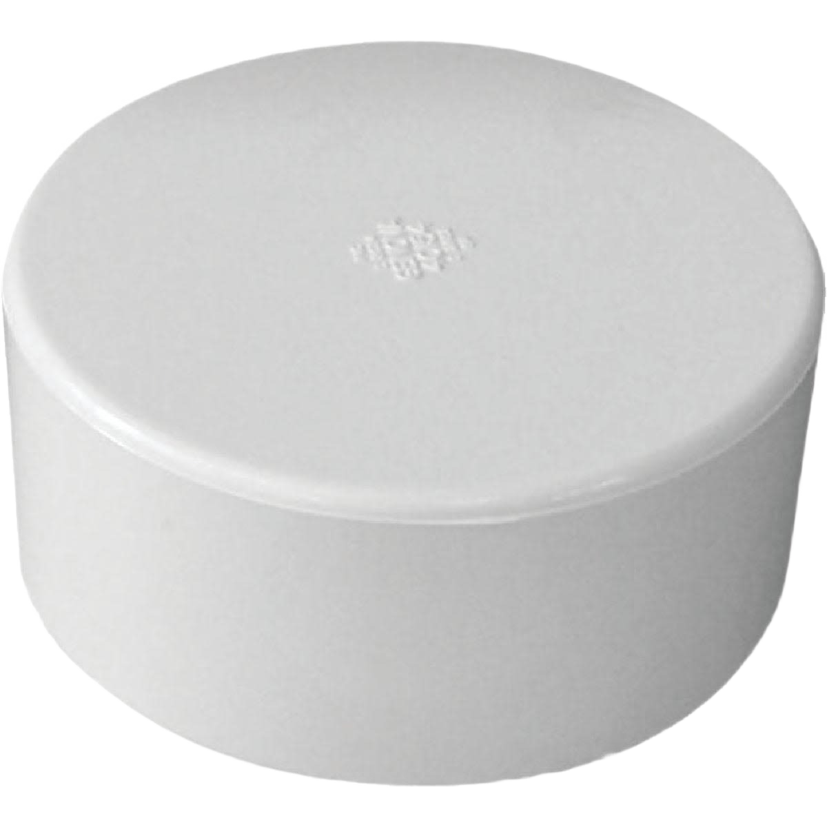 White PVC slip cap for 3-inch drain and sewer pipes, ideal for Plumbing and Pipes & Fittings collections under $50.