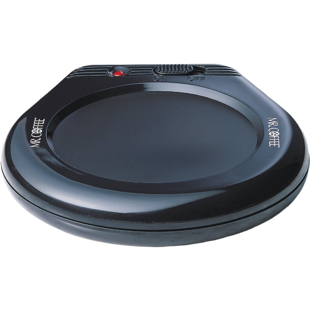 Black beverage warmer with on/off switch and indicator light for small kitchen appliances and kitchenware collections