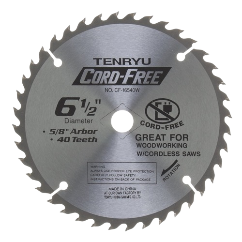 6-1/2 inch carbide saw blade with 40 teeth and 5/8 inch arbor for woodworking and power tool accessories collections