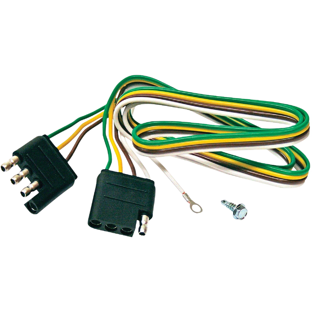 Four-conductor trailer wiring extension with durable connectors and corrosion-resistant terminals for towing and automotive use