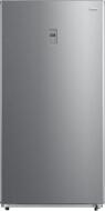 Tall silver upright freezer with smooth finish and recessed handle, suitable for Freezers & Ice Makers, Upright Freezers, Kitchen & Kitchenware, and Appliances collections.