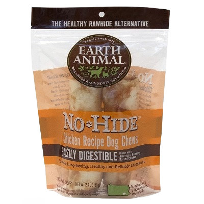 Pack of Earth Animal chicken recipe dog chews, easily digestible treats in pet and animal supplies under $50 category