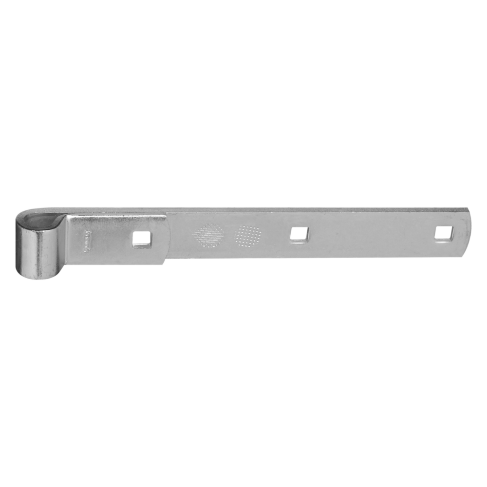 Zinc-plated steel hinge strap with square holes for durable door and gate hardware under $50 in home improvement tools