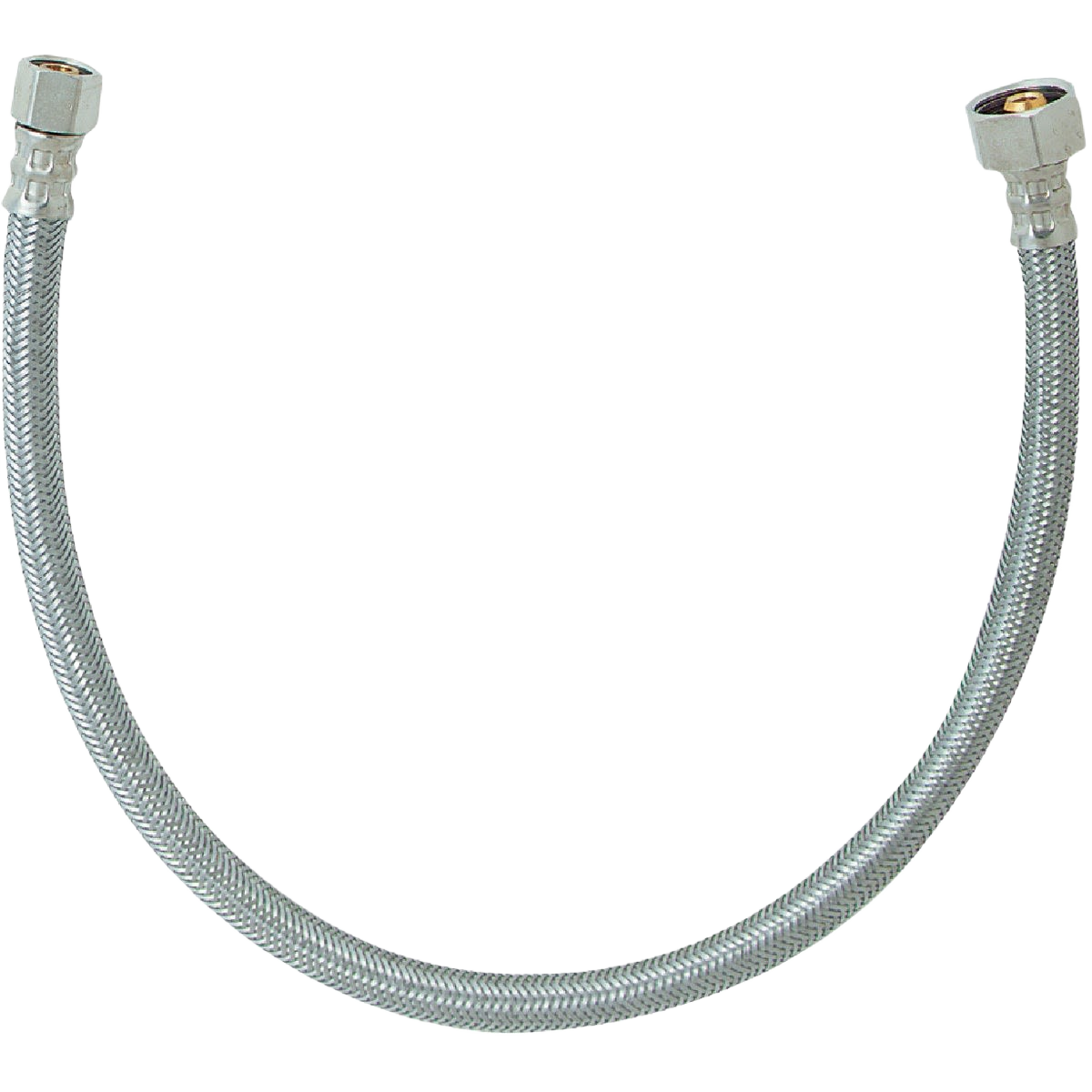 Flexible stainless steel faucet connector with compression and female fittings for plumbing repair and home improvement projects