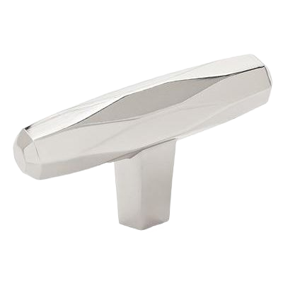 Polished nickel cabinet knob with geometric faceted design for furniture accessories and home improvement collections