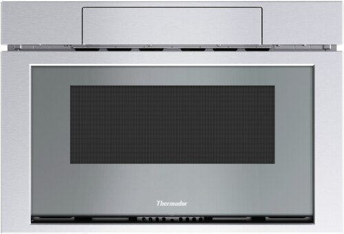 Stainless steel built-in microwave drawer with sleek design for modern kitchens in Thermador appliances collection