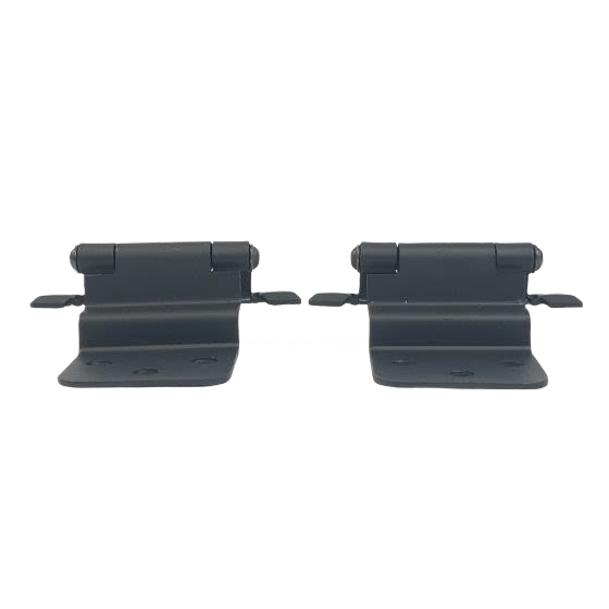Pair of smooth black offset cabinet hinges with self-closing function for enhanced home improvement projects