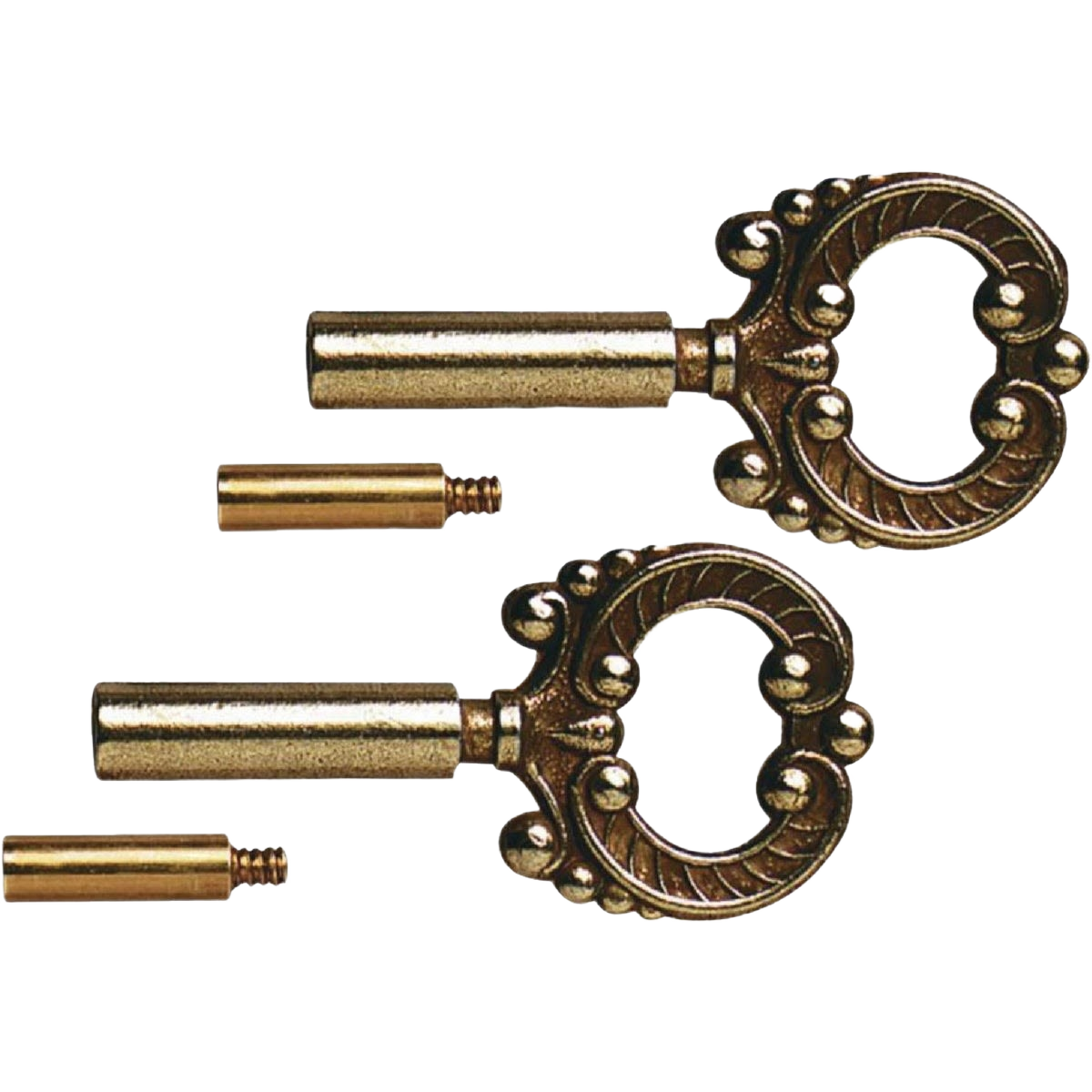 Brass-finished socket keys with decorative loop handles and 1/2" extensions for electrical and lamp repairs under $50