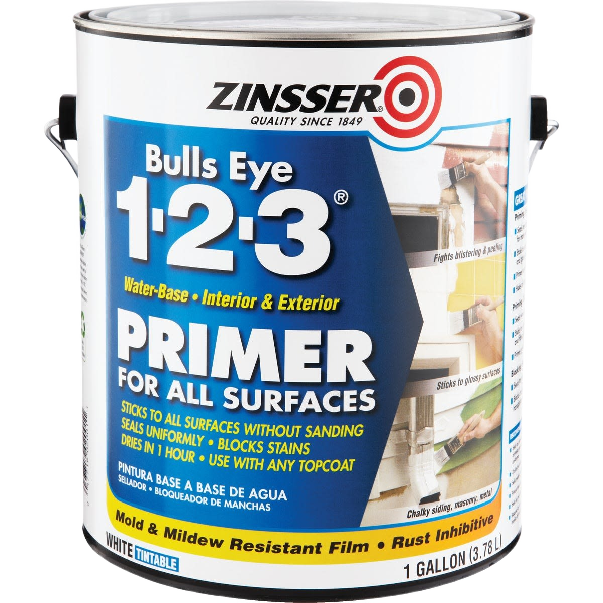 One-gallon can of Zinsser water-base primer for interior and exterior surfaces in primer and paint supplies under $50 collection