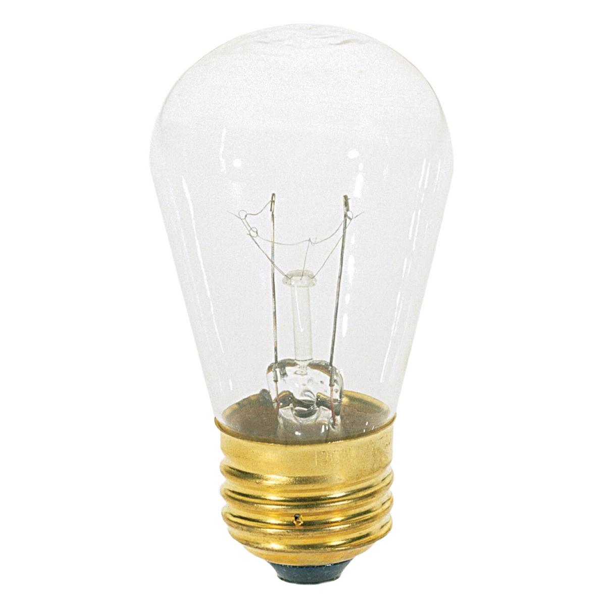 Clear incandescent S14 light bulb with brass base for lighting and home improvement projects under $50