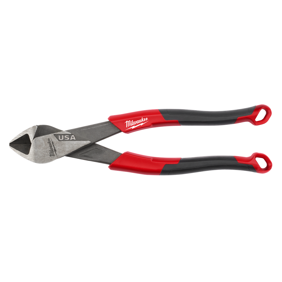 Diagonal cutting pliers with comfort grip handles in red and black designed for home improvement tasks