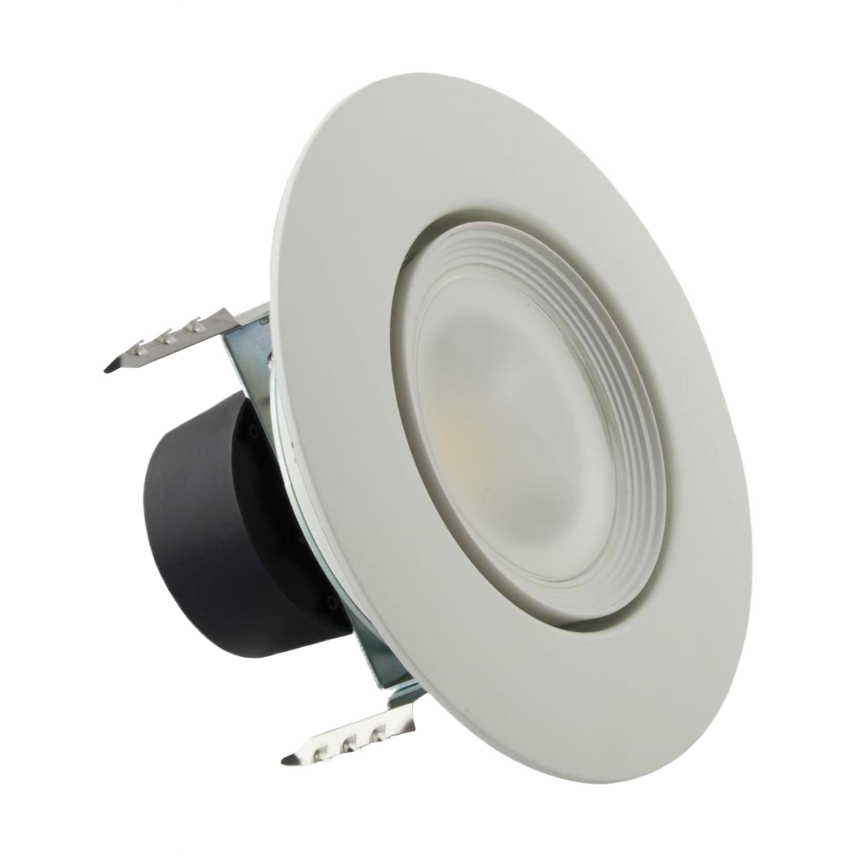 White directional LED retrofit downlight with metal mounting brackets for lighting and electrical projects under $50 collections