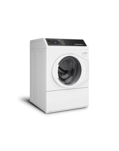 White front load washer with a right hinge door, digital control panel, and spacious drum from Washers & Dryers collection