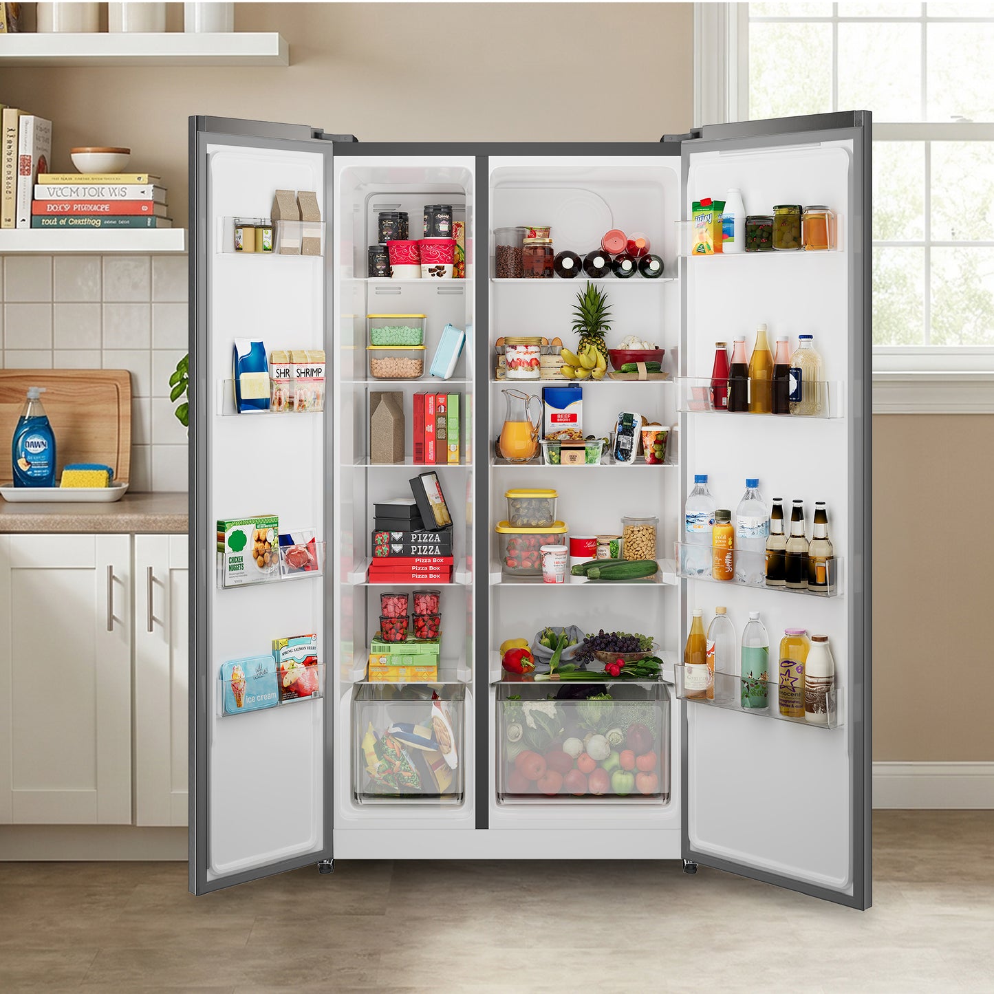 Element Electronics 18.8 cu. ft. Side-by-Side Refrigerator - Stainless Steel (ERX19FDS)