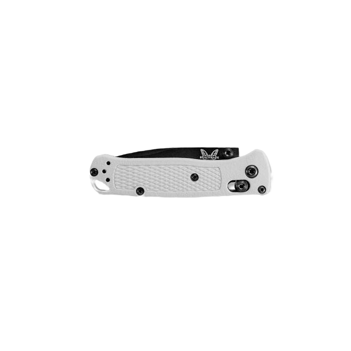 Mini folding pocket knife with textured white handle and black clip for everyday use and precision tasks