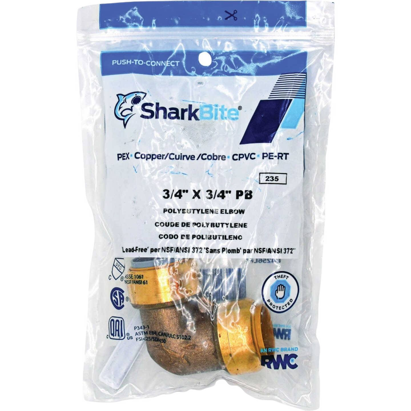 Brass 3/4 inch polybutylene elbow push-to-connect fitting for plumbing in Pipes & Fittings and Push Fittings collections