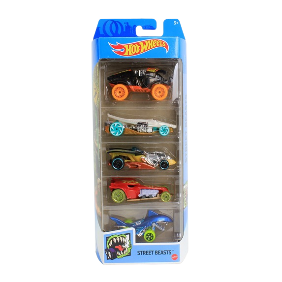 Mattel Hot Wheels Street Beasts 5-Pack – Race & Roar Fun