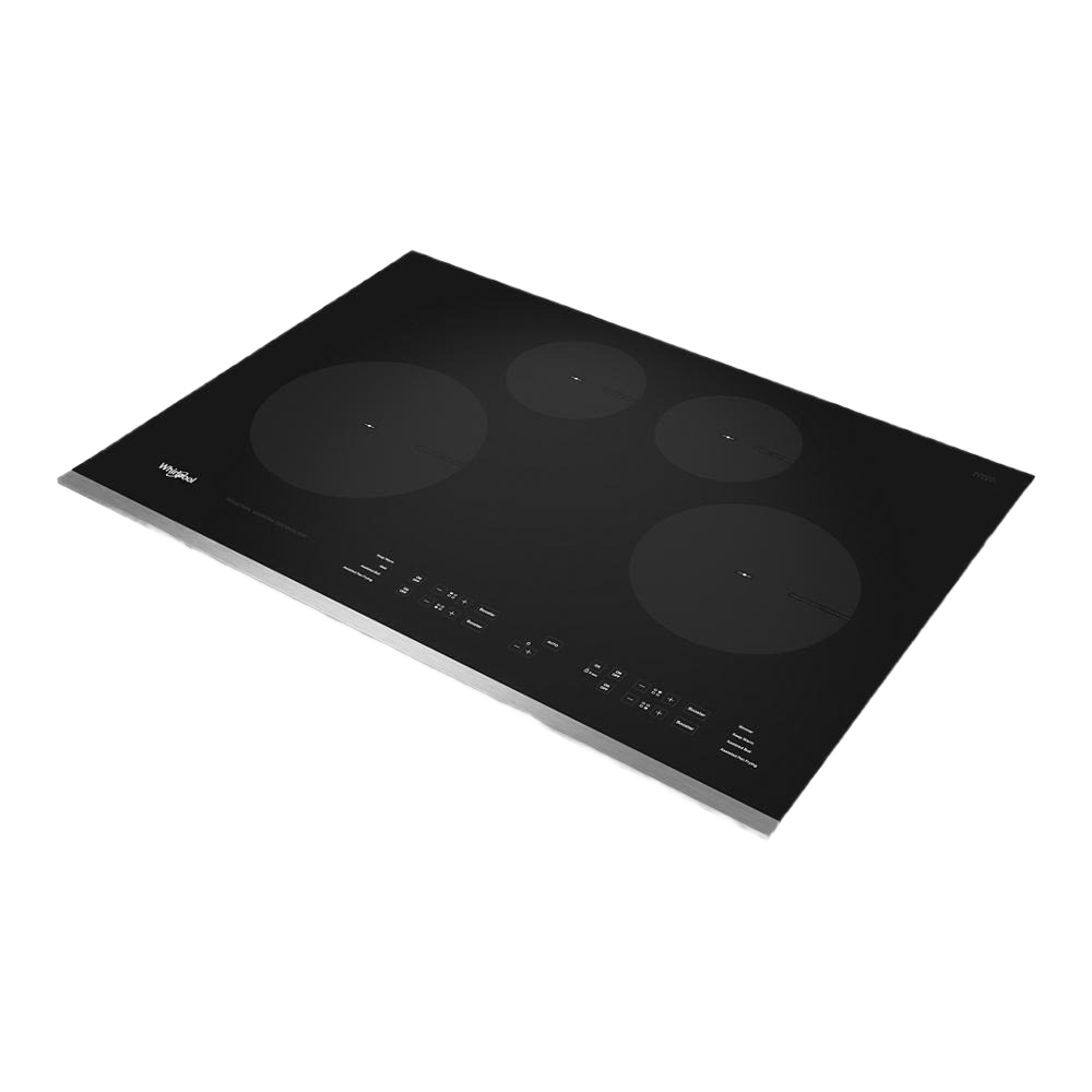 Black Whirlpool induction cooktop with four cooking zones and touch controls in cooktops and kitchen & kitchenware collection