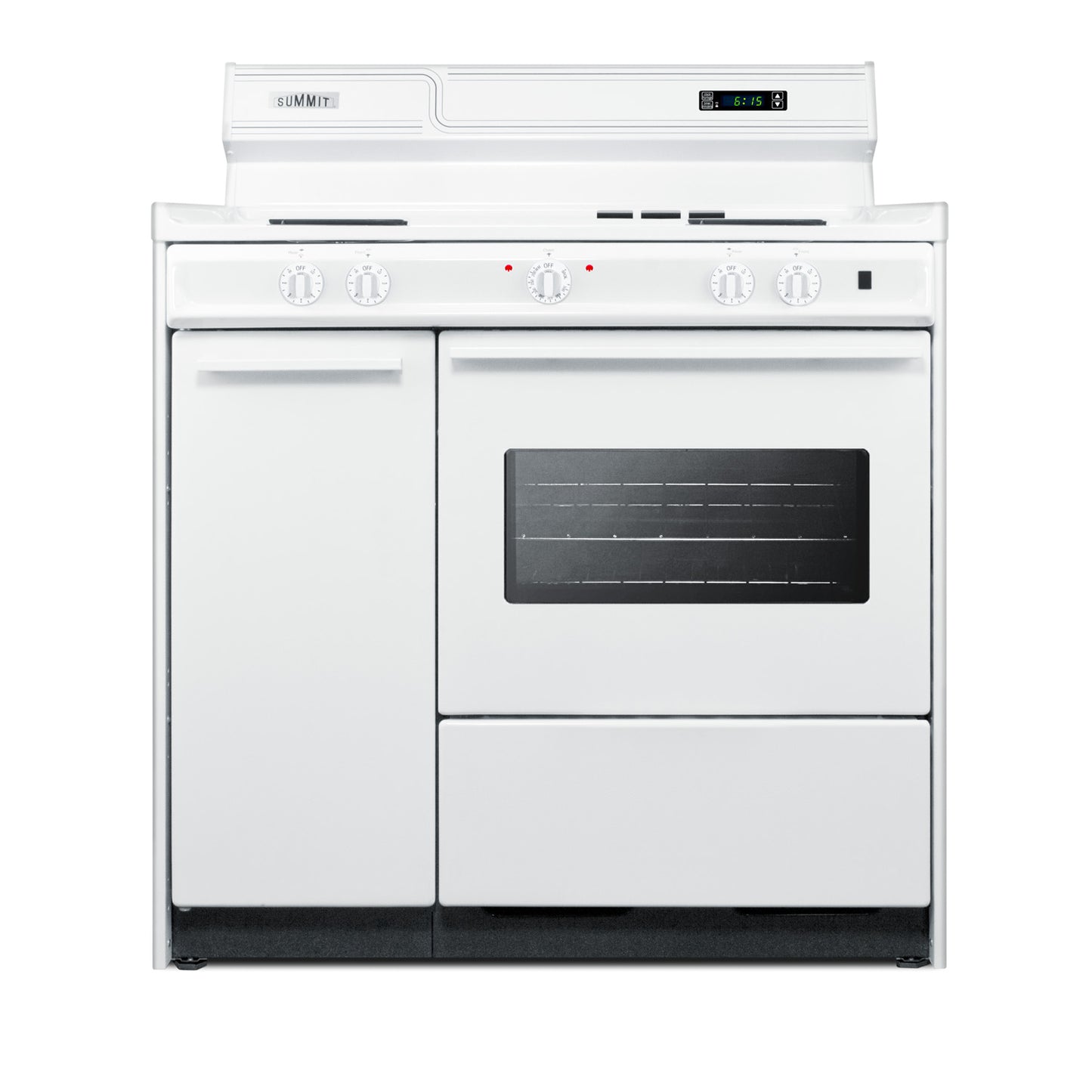 White 36-inch electric coil top range with oven window and control knobs in appliance and kitchenware collection