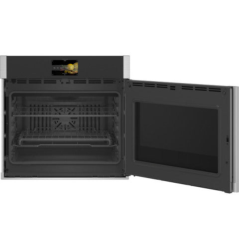 Open smart built-in convection wall oven with right-hand door in kitchen appliances collection
