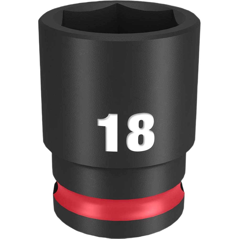 Black 18mm impact socket with red accent ring for heavy-duty tool use in home improvement projects