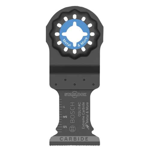 Carbide oscillating blade with Starlock mounting system for metal and other materials in tools and home improvement use
