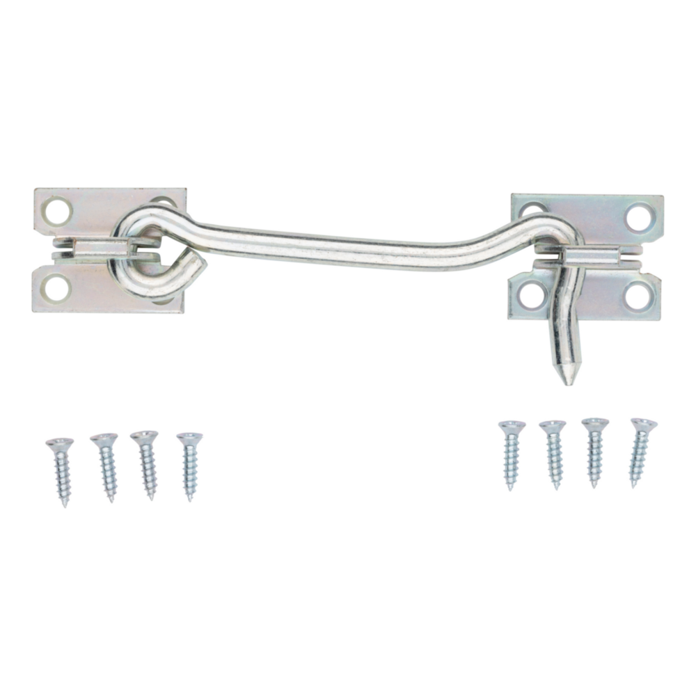 Zinc-plated 5-inch gate hook with mounting plates and screws for home improvement, door accessories, and hardware projects under $50 collection