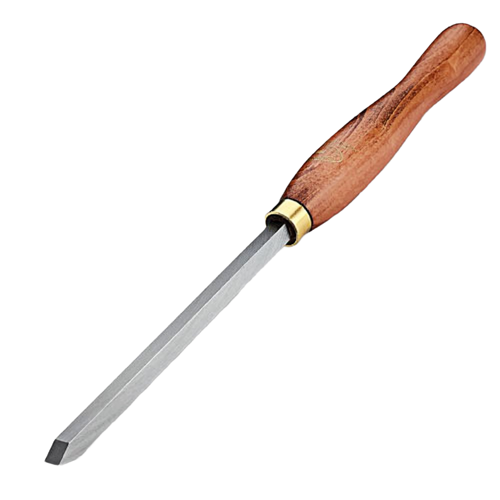 Wood-handled metal beading and parting tool with tapered blade for precision woodworking and home improvement tasks
