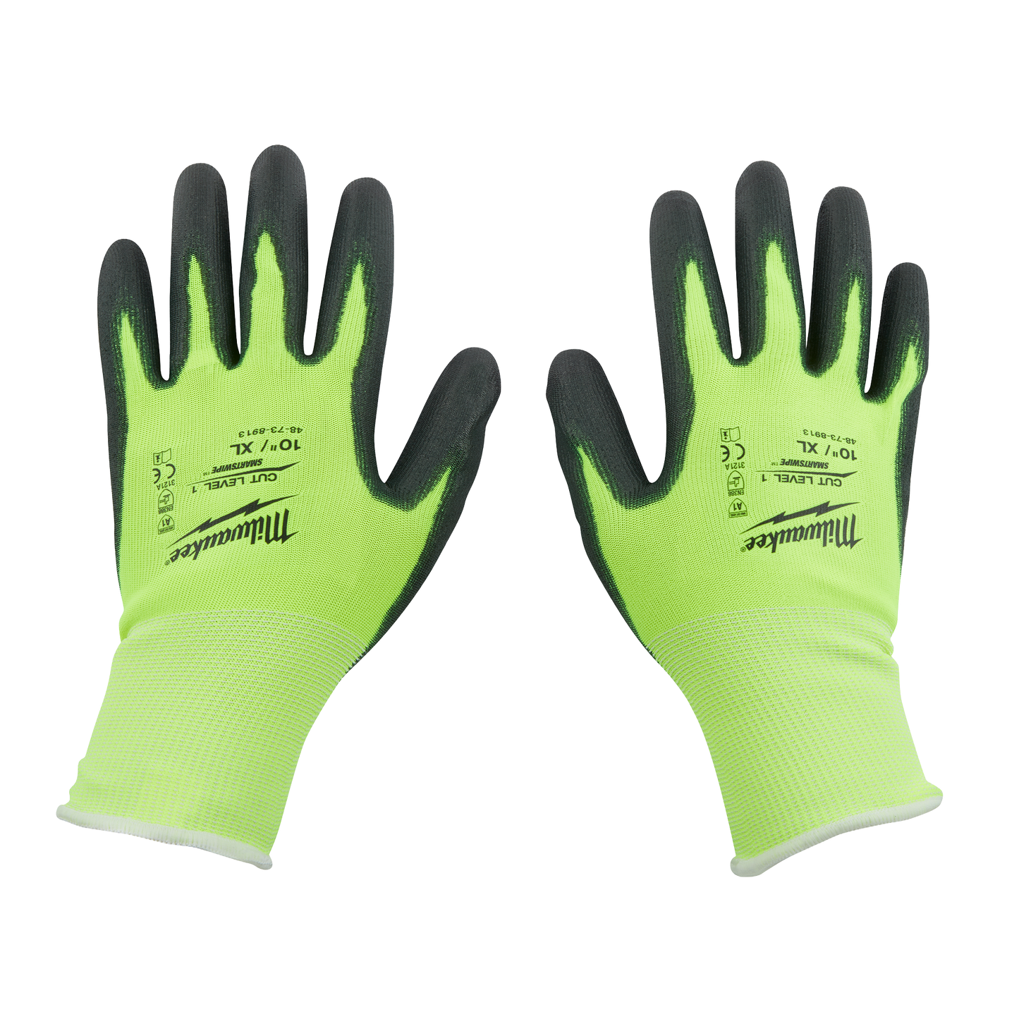 Milwaukee High Visibility Cut Level 1 Polyurethane Dipped Gloves - XL