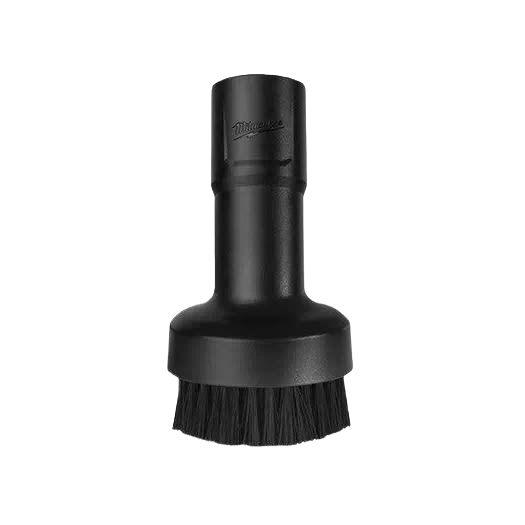 Black round brush tool with soft bristles designed for woodworking and dust collection in home improvement tools under $50