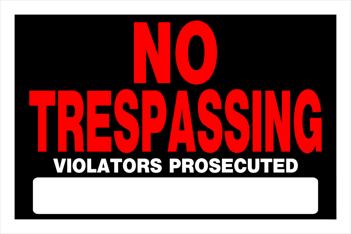 Hillman No Trespassing Violators will be Prosecuted Sign (8" x 12")