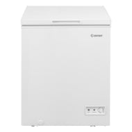 White chest freezer with control panel on front, part of kitchen appliances and freezers collection