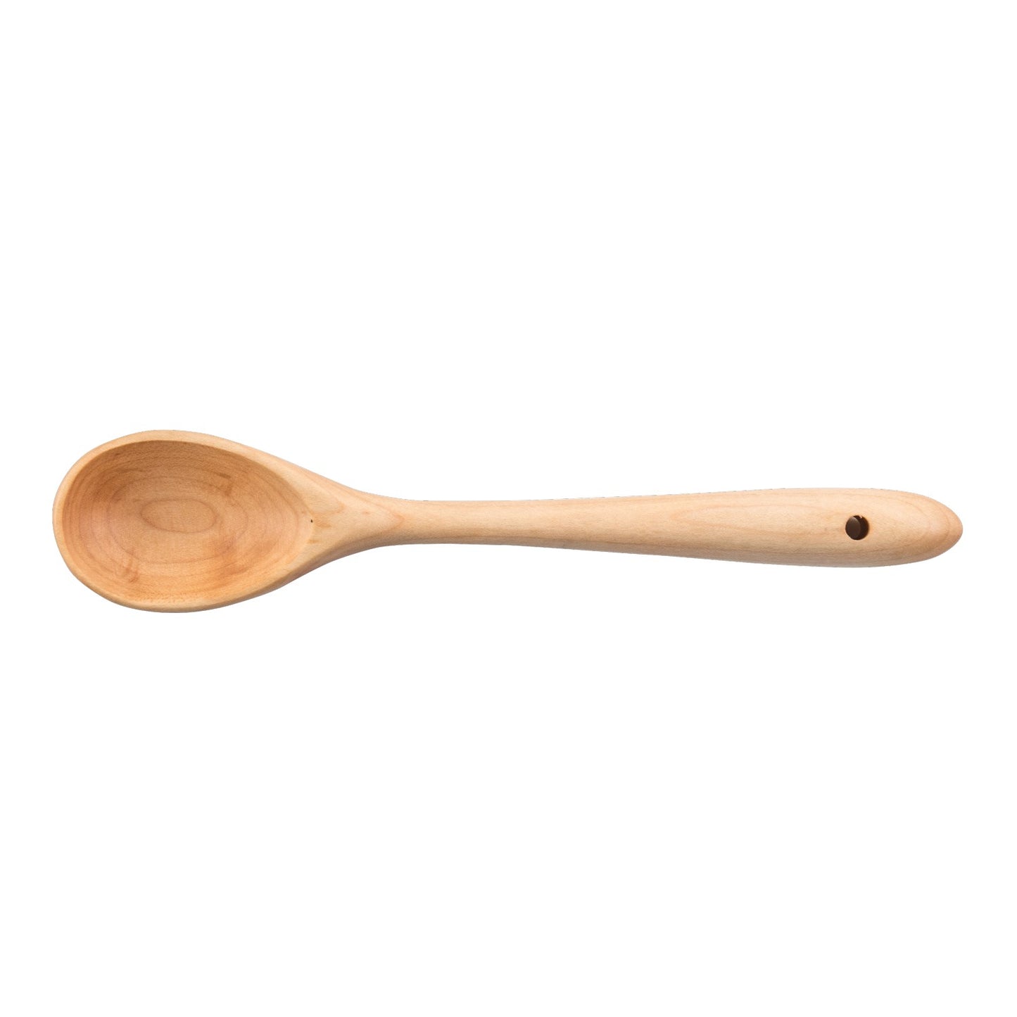 Handcrafted solid American Hard Maple wooden spoon with hanging hole for kitchenware and cooking utensils under $50