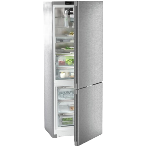 Freestanding stainless steel refrigerator with bottom freezer and adjustable shelves in Refrigerators and Appliances collections